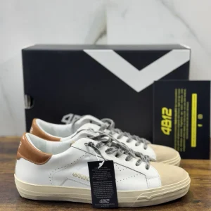 4B12 Sneaker Suprime  Pelle Bianco Beige  Casual Uomo 42